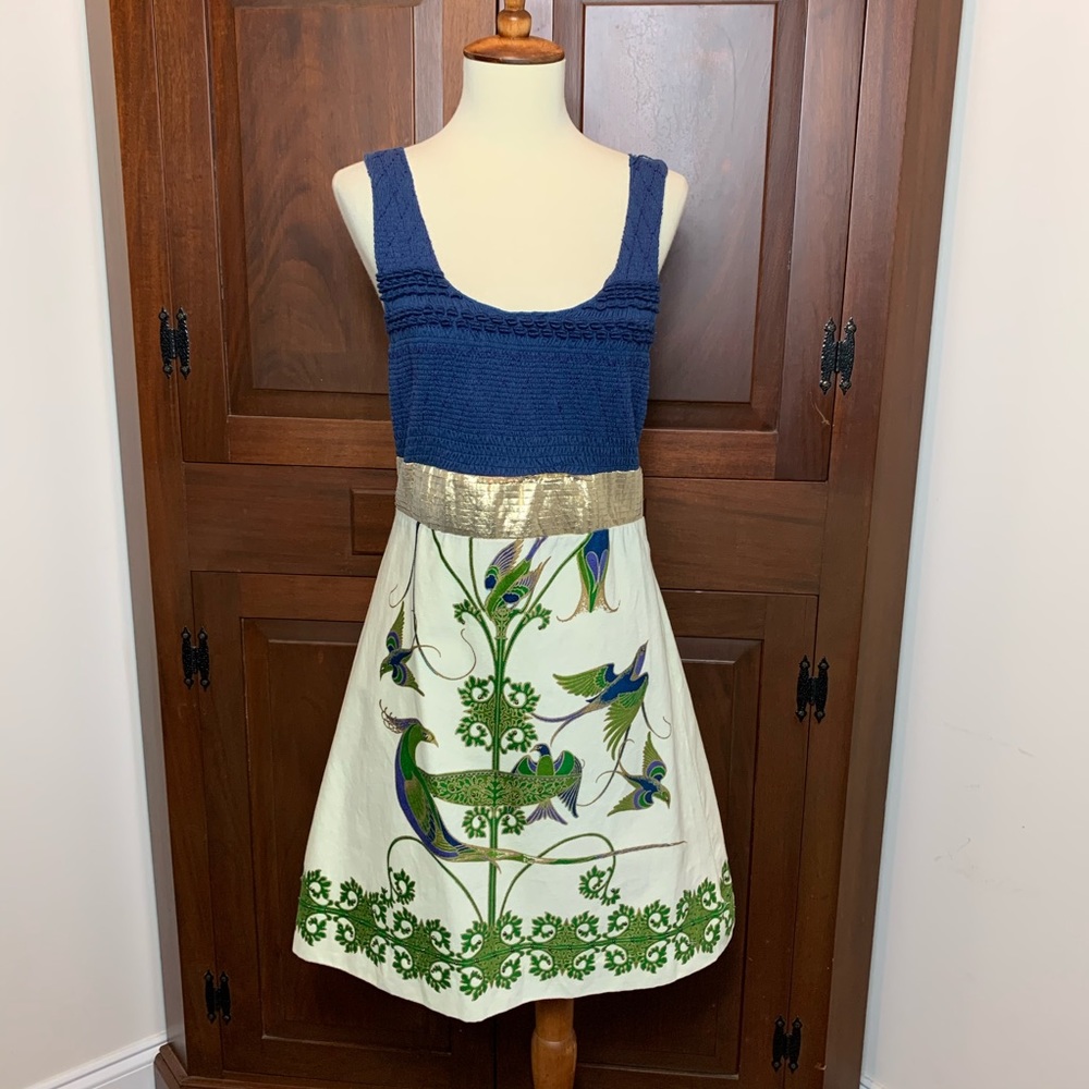 Free People blue beaded peacock dress S